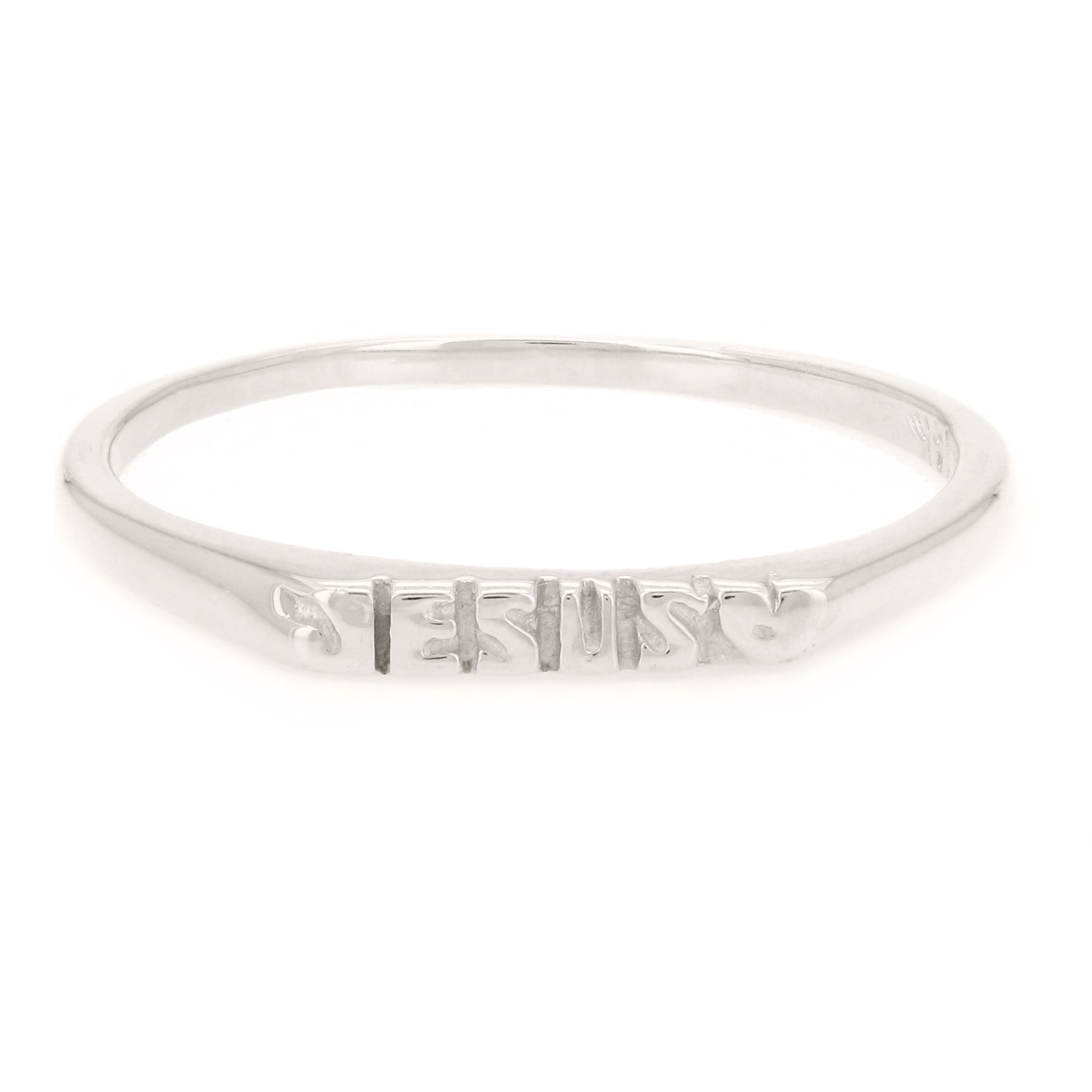 14k White Gold Jesus Ring Size 10 - White,Ring Size 10