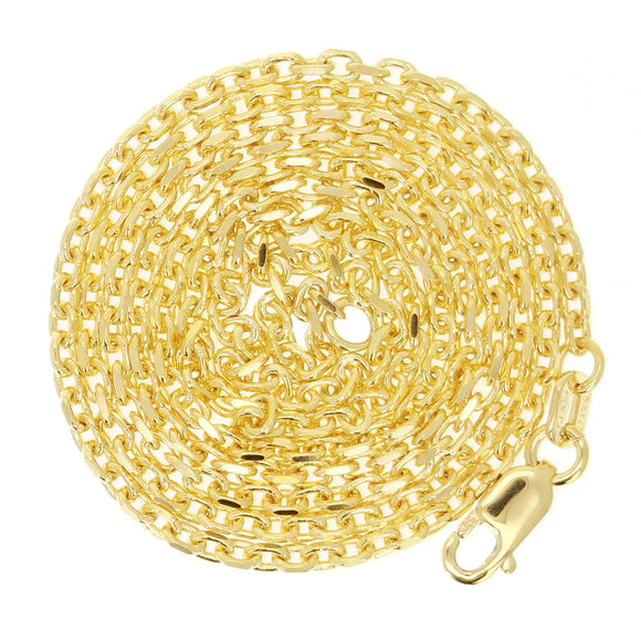 Italian 14k Yellow Gold Solid Anchor Cable Link Chain Necklace 18