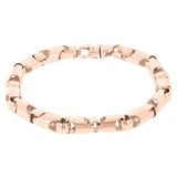 14k Rose Gold Solid Handmade Bullet Style Link Chain Bracelet 7" 6mm 25.2 grams - Rose,7" 25.2 grams