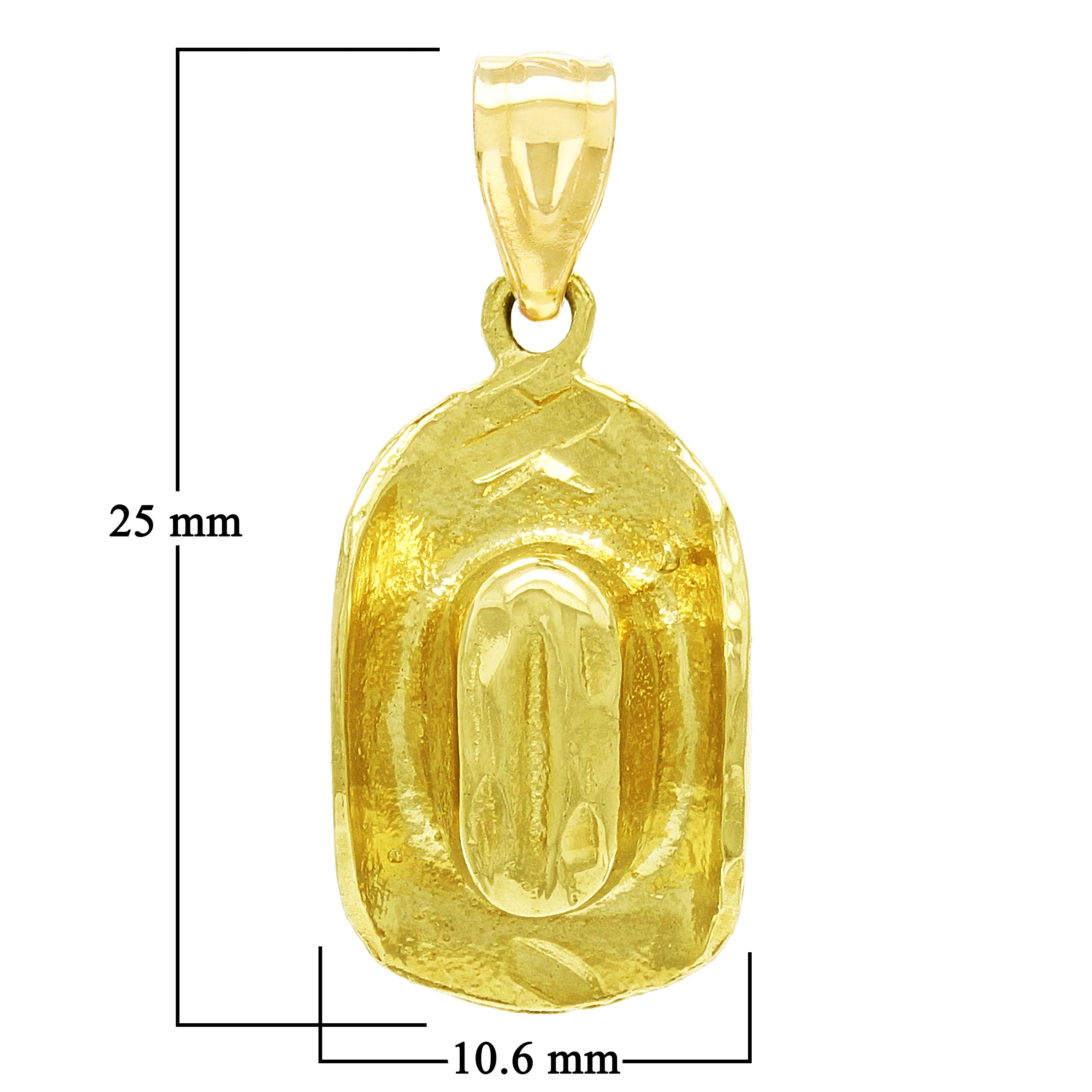 14k Yellow Gold Rodeo Horse Cowgirl Hat Cowboy Hat Charm Pendant 1" 2.5 grams