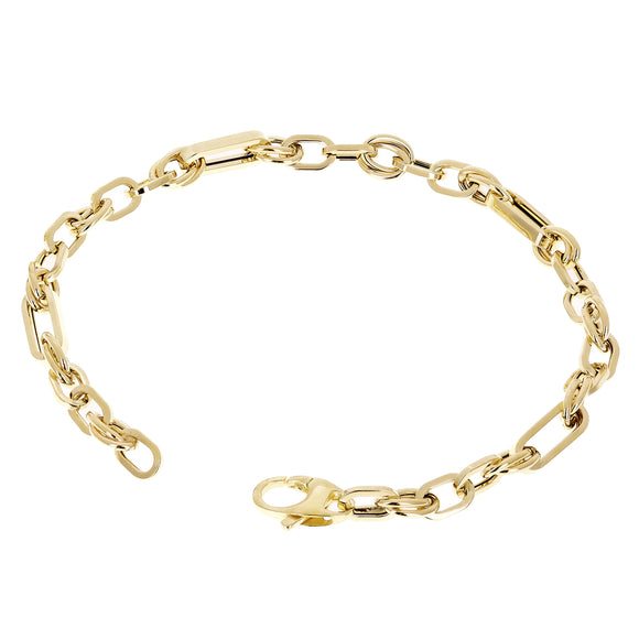 Italian 14k Yellow Gold Hollow Oval & Paper Clip Bracelet 7.75