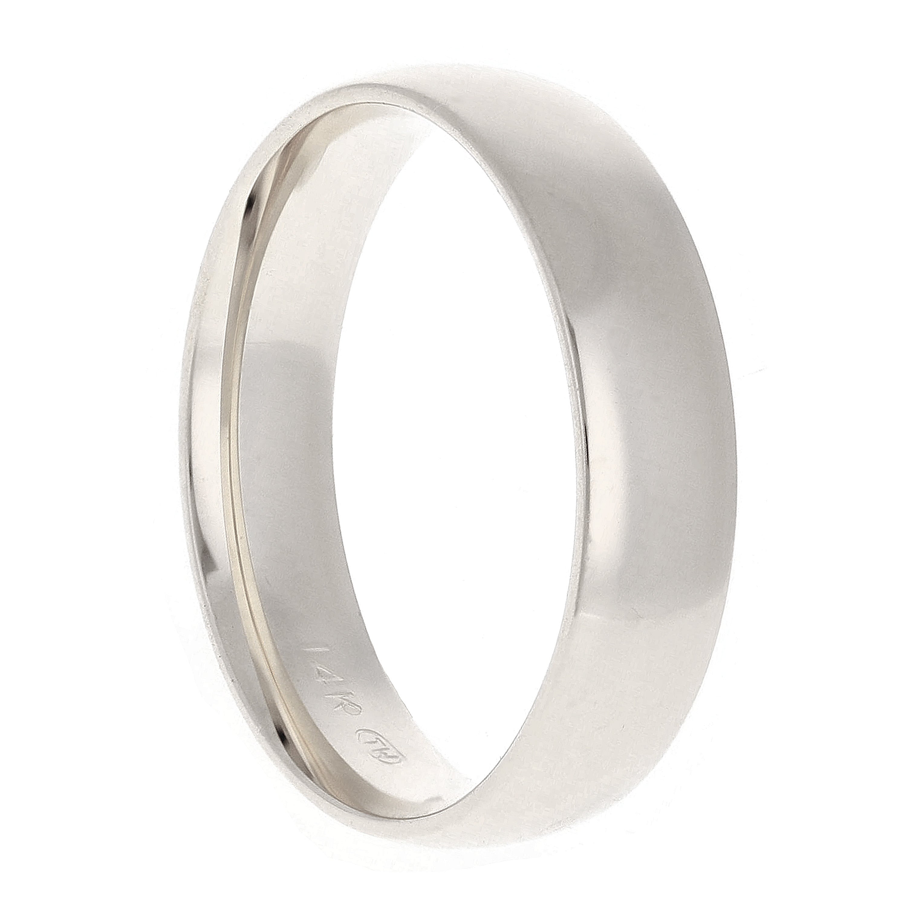 14k White Gold Comfort Fit Plain Wedding Band Ring 5mm Size 13 - White,5mm Ring Size 13