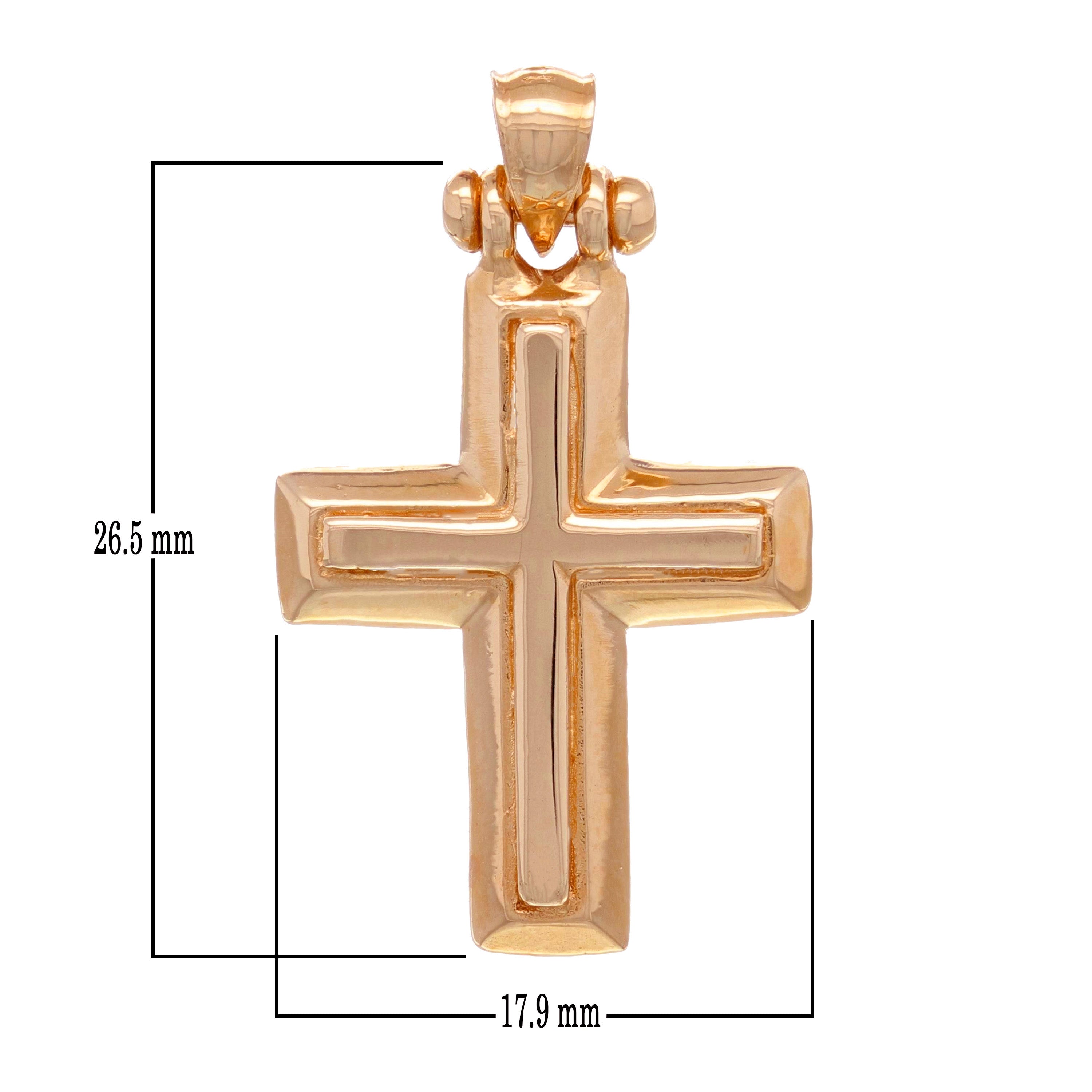 14k Rose Gold 3D Cross Religious Charm Pendant 1.17" 3.9 grams - Rose