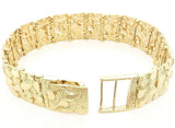 Men's 10k Yellow Gold Solid Nugget Bracelet 7.5"- 8" 18.5mm 47 grams
