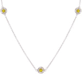 10k White Gold 1ctw Yellow & White Diamond Halo Station Necklace - Clear Diamond 1 ctw