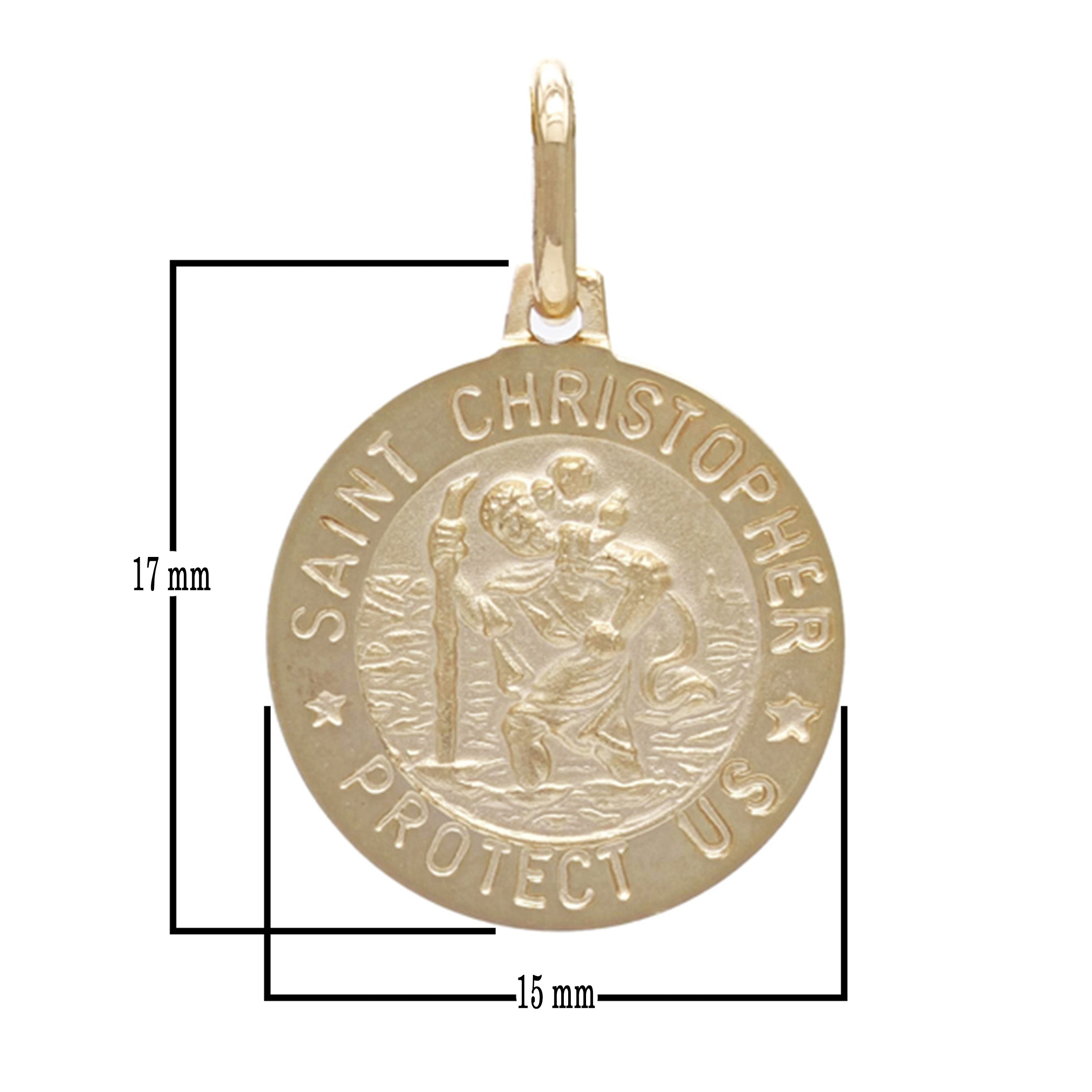 Italian 14k Yellow Gold Saint Christopher Medal Charm Pendant 17x15mm 2 grams