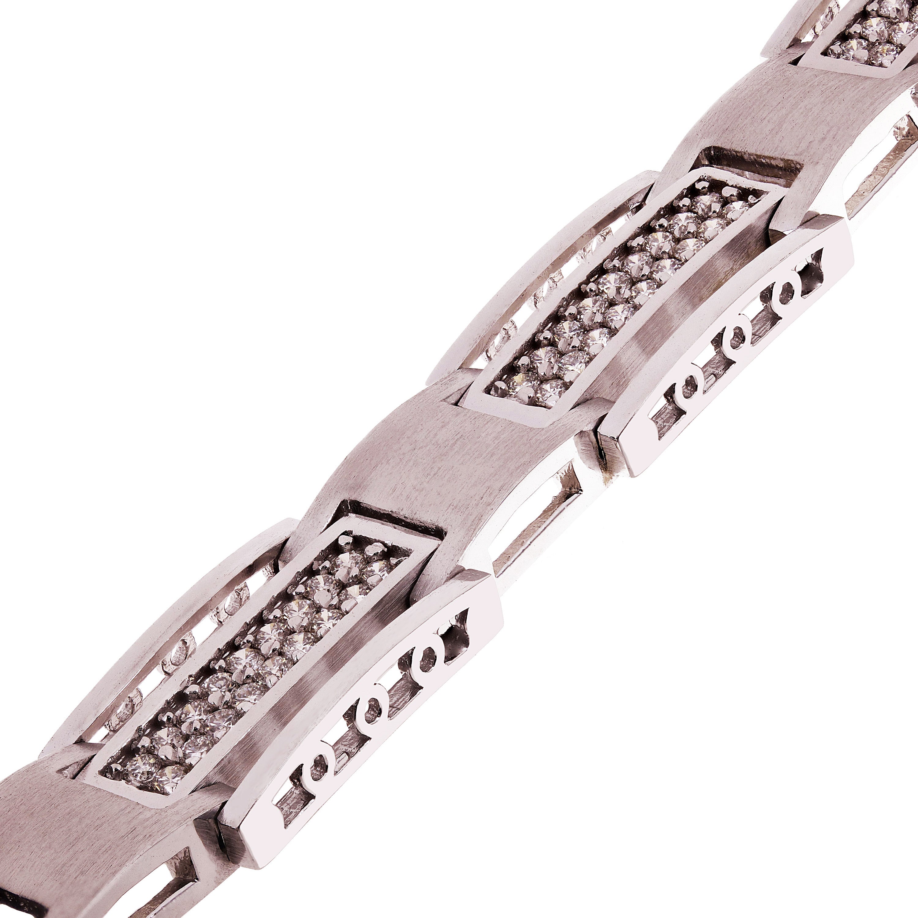 Men's 14k White Gold 2.5ctw Diamond Watch Link Bracelet 8" 10.8mm 39.5 grams - White  8"  10.8mm  2.5ctw  39.5grams