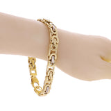 Italian 14k Two Tone Gold Hollow Byzantine Link Bracelet 9.25" 10mm 22.9 grams - 10mm 9.25"