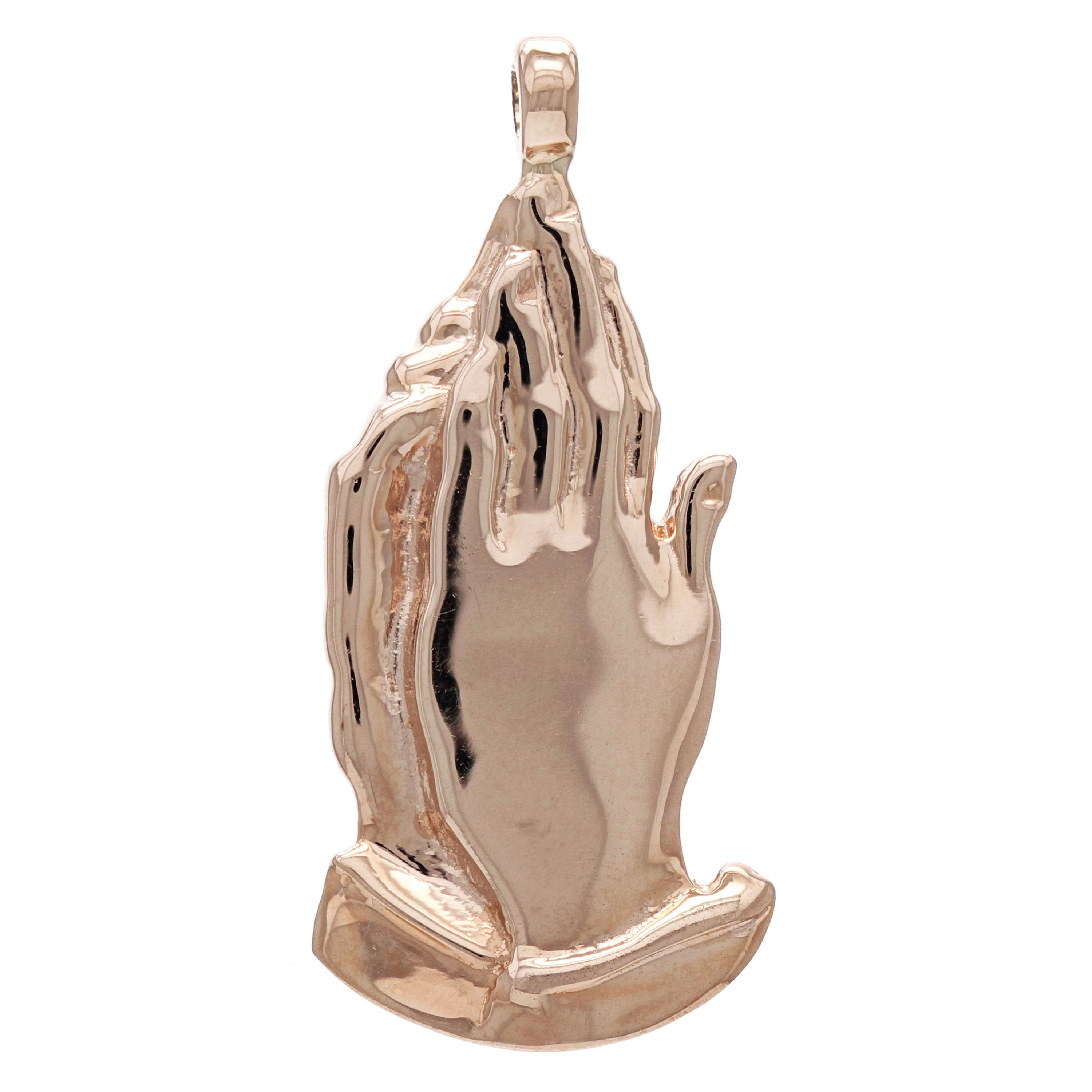 14k Yellow, White or Rose Gold Hands Folded in Prayer Charm or Pendant