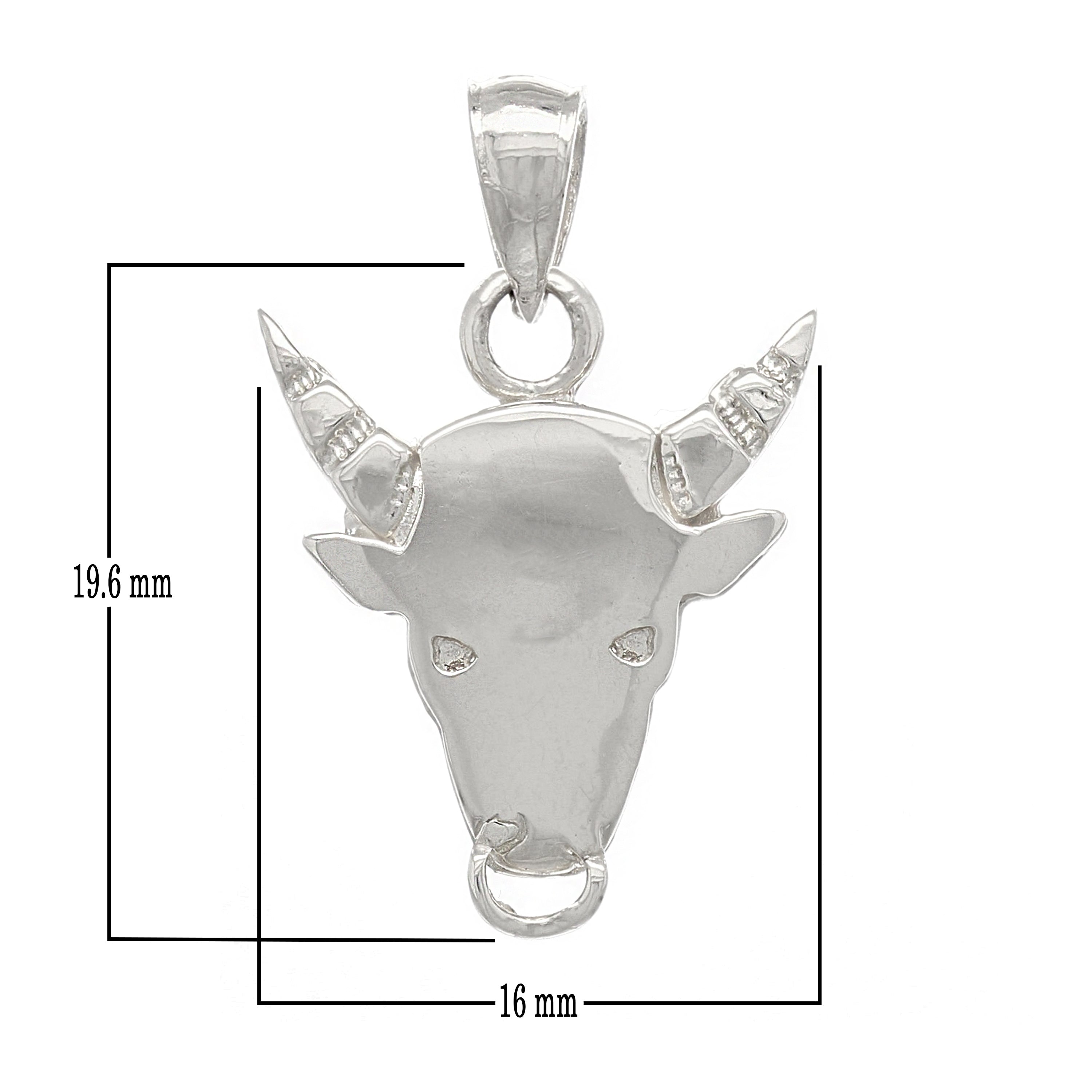 14k White Gold Bull Taurus Zodiac Sign Charm Pendant 3.7 grams - White