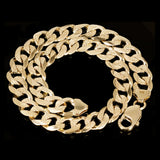 10k Yellow Gold Solid Pave Curb Cuban Link Chain Necklace 20" 9.3mm 50 grams - 20"