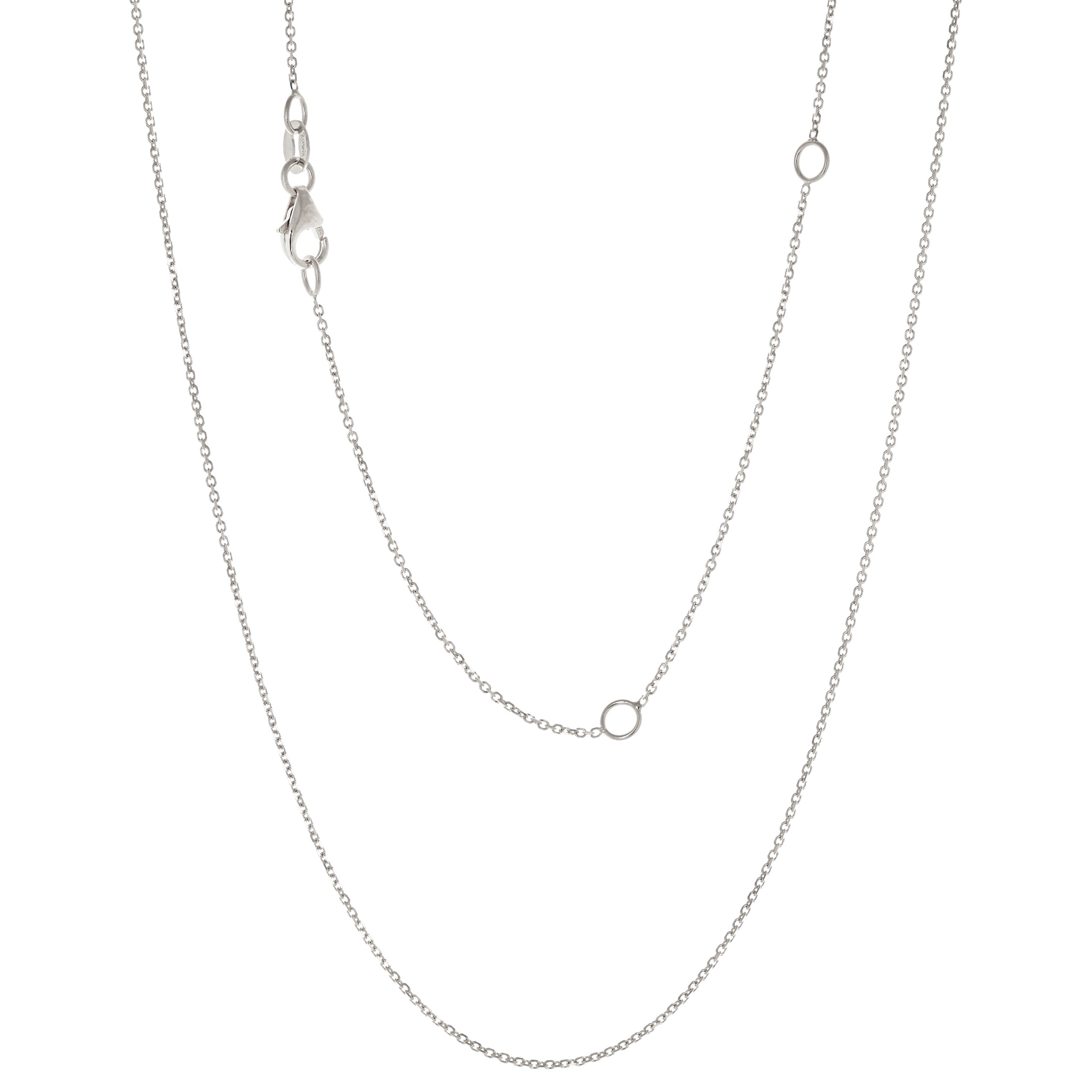 Italian 14k White Gold Rolo Chain Necklace Adjustable 16-20" 1mm 1.7 grams - 1.0 mm