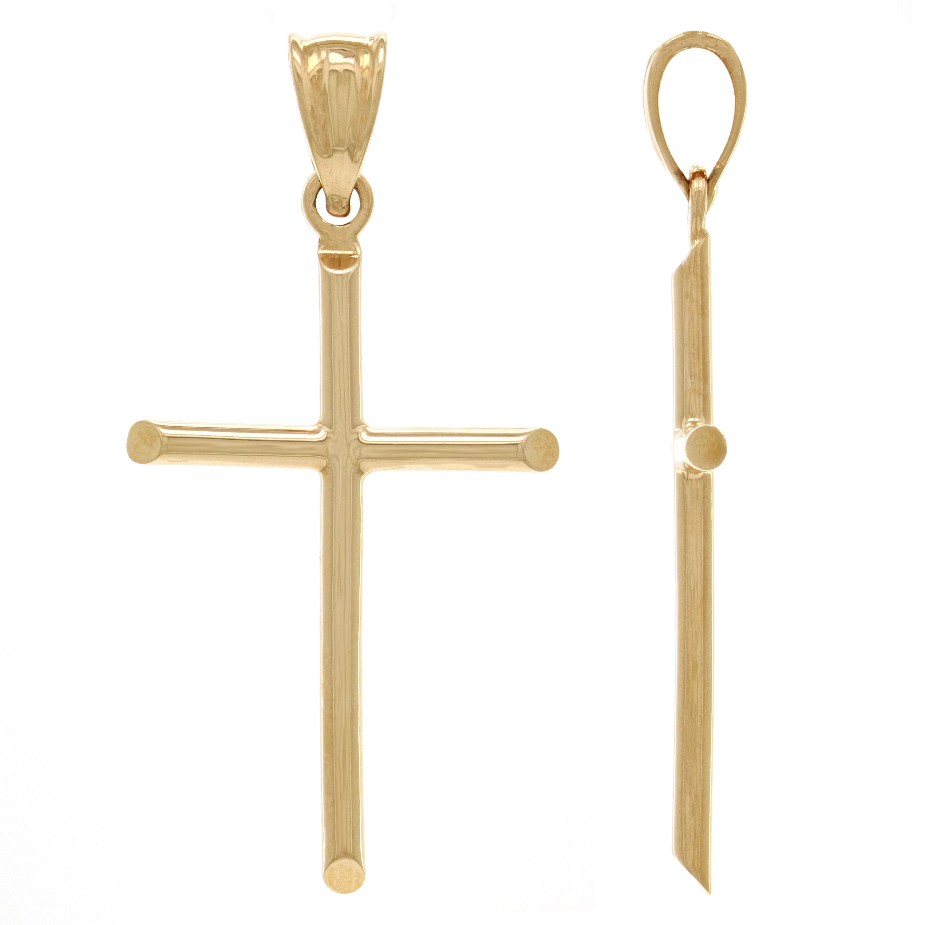 14k Yellow Gold Plain Cross Religious Charm Pendant Medium - Yellow,Medium