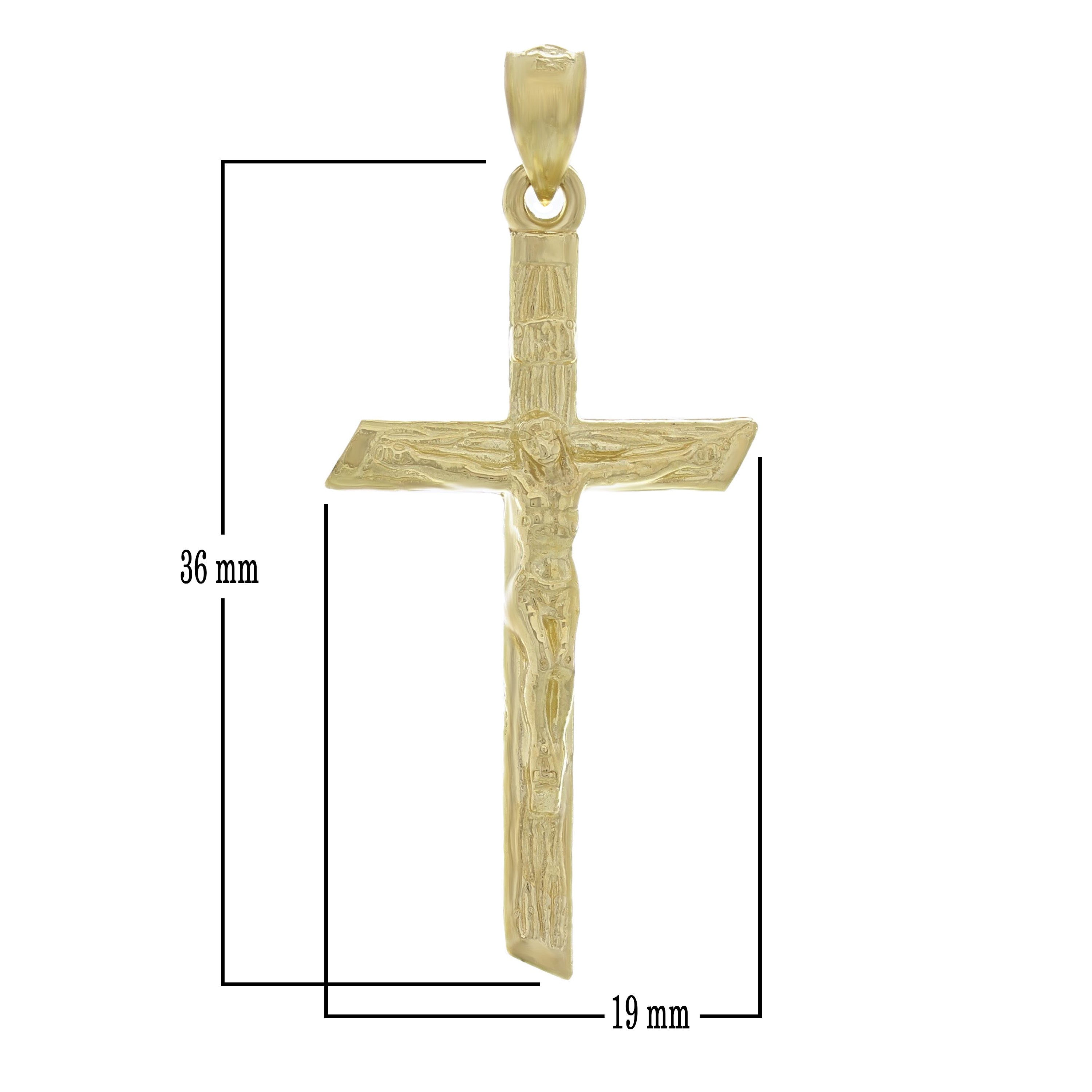 14k Yellow Gold Bark Tree Trunk Cross Crucifix Religious Charm Pendant 4.6 grams - Yellow