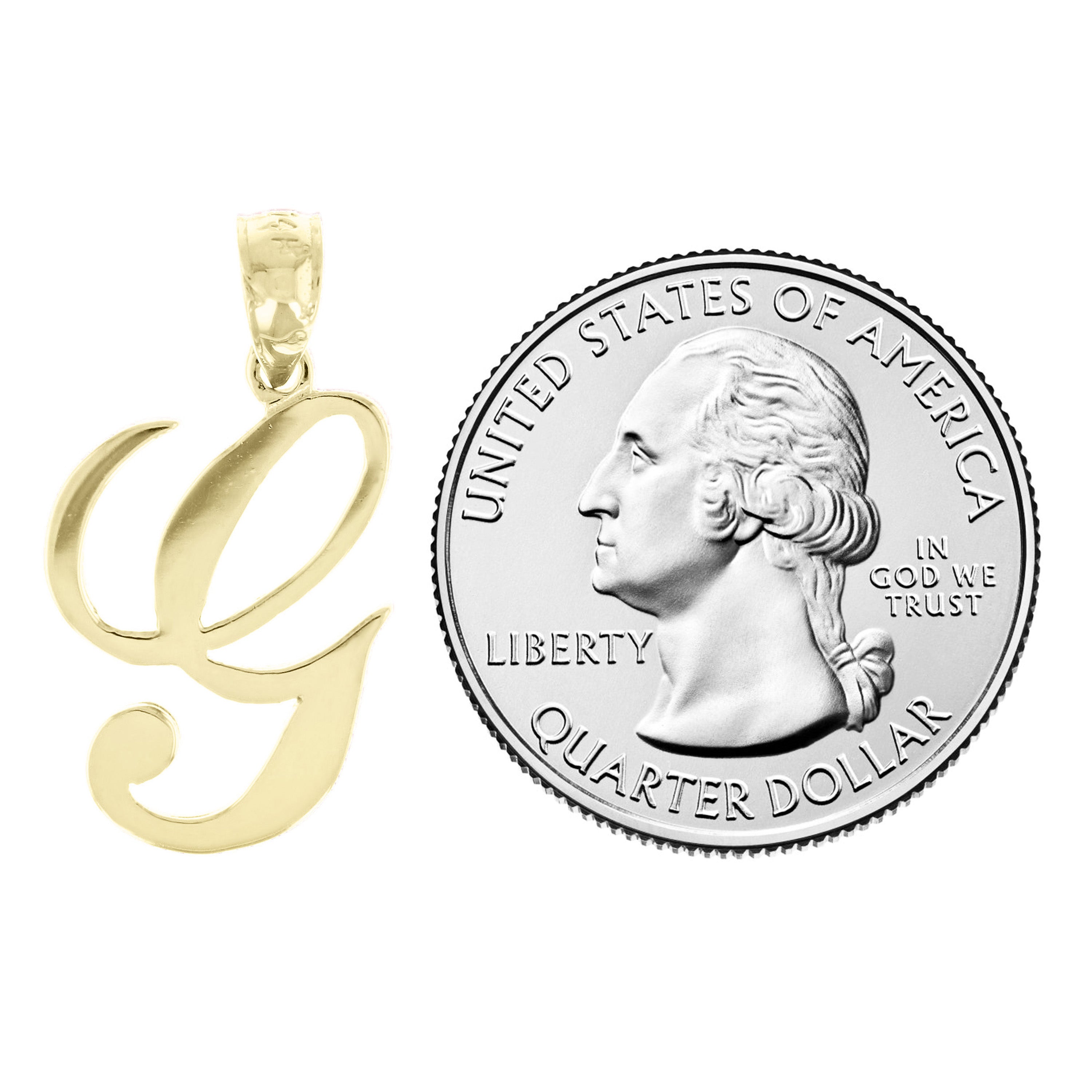14k Yellow Gold Initial Letter G Alphabet Charm Pendant - Letter G,Yellow