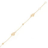 Italian 14k Yellow Gold Heart Station Anklet Bracelet 10" 2.6 grams