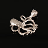 10k White Gold Octopus Charm Pendant 1.15" 4g - White
