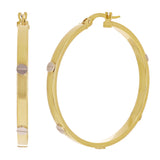 Italian 14k Two-Tone Gold Hollow Screw Design Hoop Earrings 1.5" 3mm 3.1 grams