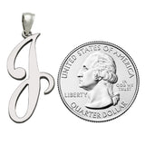 14k White Gold Initial Letter J Alphabet Charm Pendant - Letter J,White