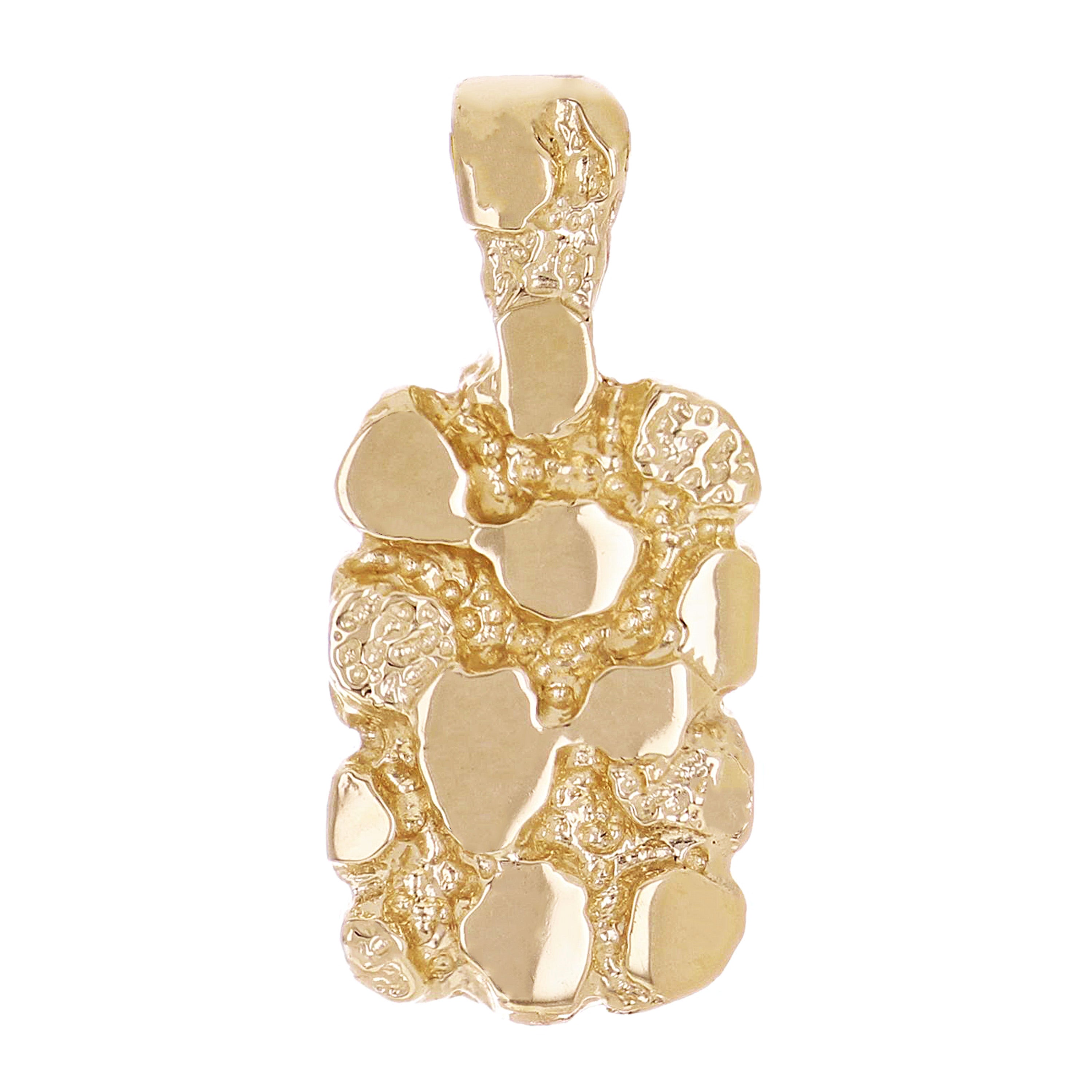 10k Yellow Gold Solid Rectangle Nugget Charm Pendant 23x10.7mm 3.5 grams