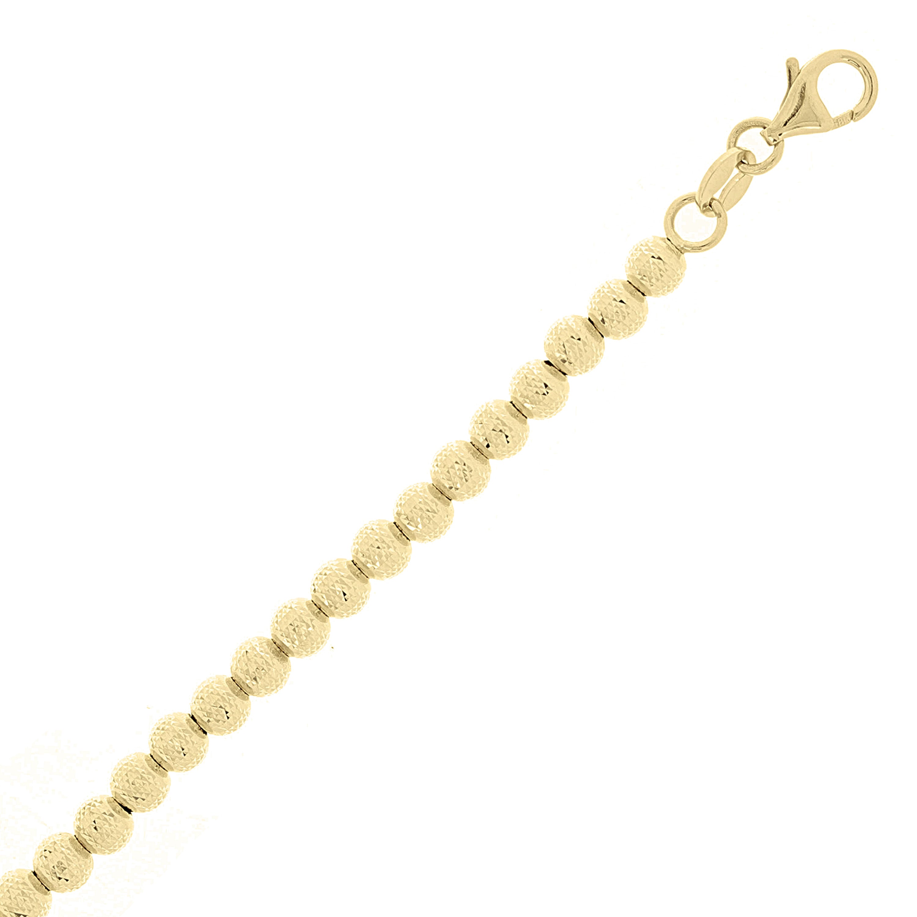 Italian 14k Yellow Gold Bracelet Diamond Cut Ball Bead Bracelet 8" 4mm 4.5 grams