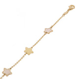 Italian 14k Yellow Gold & Mother of Pearl STAR Charm Bracelet 7" 1.5 grams