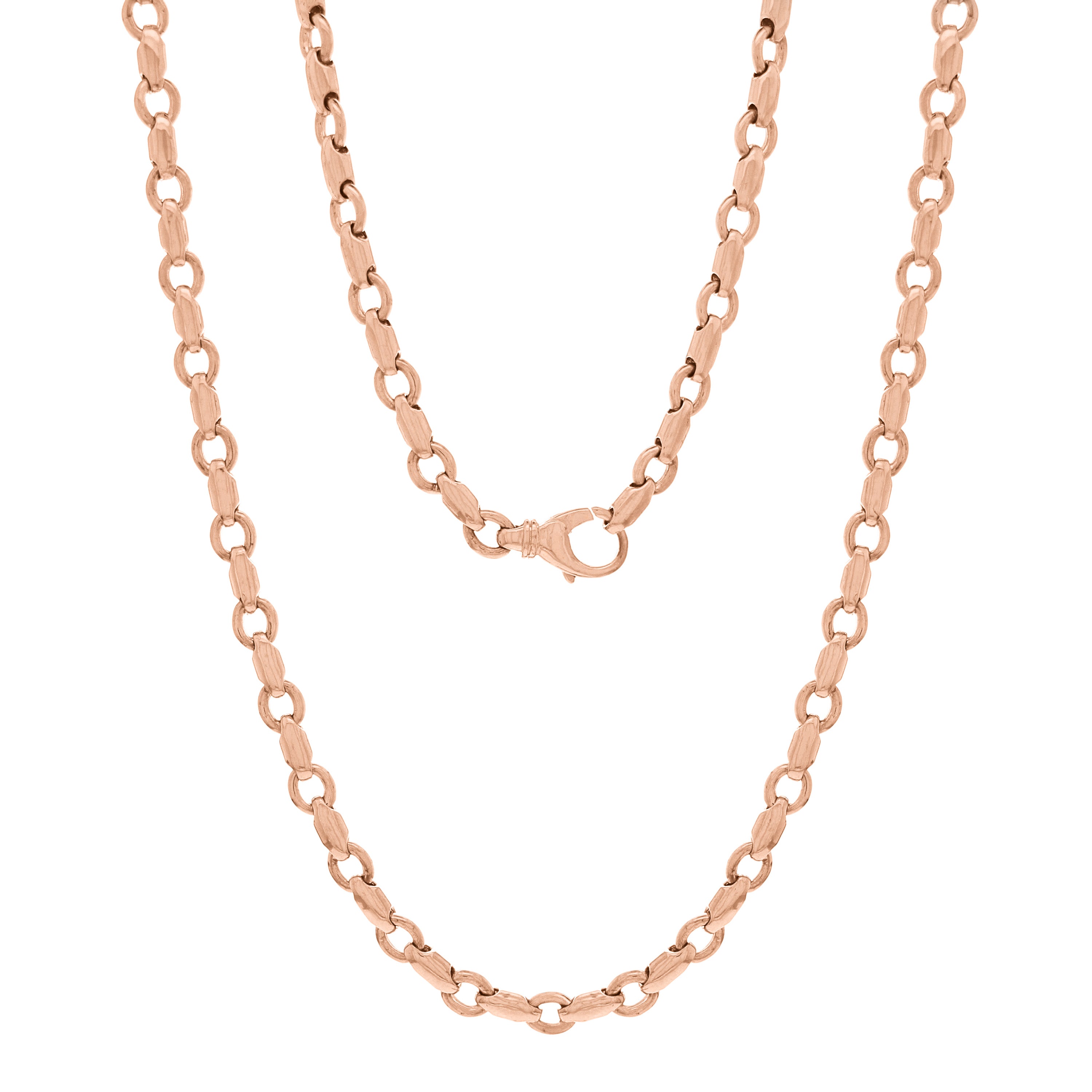 Men's 14k Rose Gold Handmade Fashion Link Necklace 20" 6.5mm