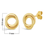 Italian 14k Yellow Gold High Shine Entwined Double Eternity Circle Stud Earrings - Yellow