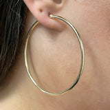 Italian 14k Yellow Gold High Polish 2mm 2" Diameter Round Hoop Earrings 2.8grams