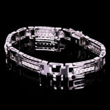 Men's 14k White Gold 1.00ctw Diamond Watch Link Bracelet 8" 10mm 36.7 grams - White  8"  10mm  1ctw  36.7grams