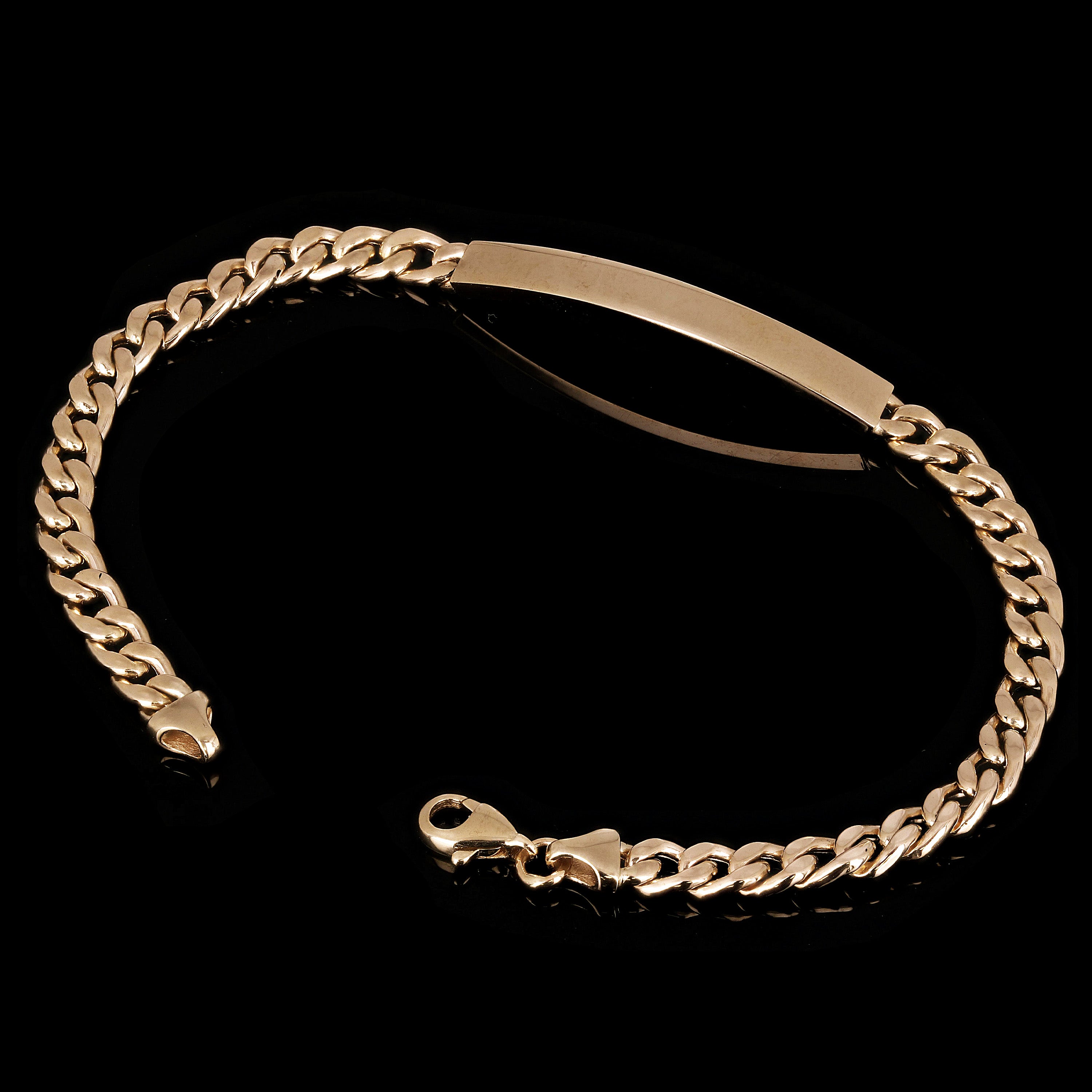 Italian 14k Yellow Gold Engravable Cuban ID Bracelet 8.5" 5mm 6.4 grams