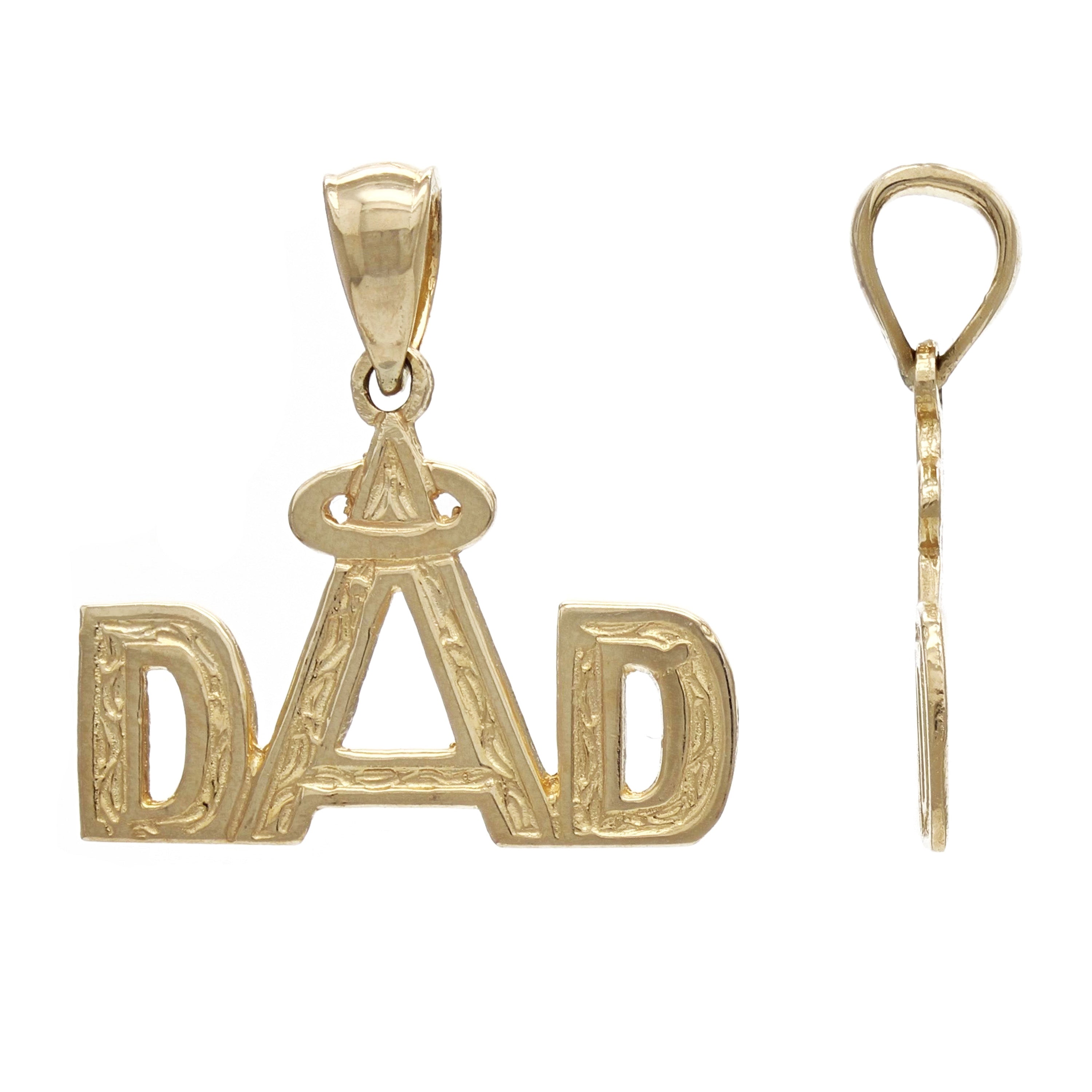 14k Yellow Gold Daddy DAD Charm Pendant Angel Halo Father's Day 1.3 grams - Yellow