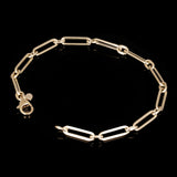 Italian 14k Yellow Gold Hollow Paper Clip Chain Bracelet 7.5" 3.3 grams 4.2mm