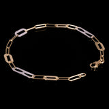 Italian 14k Two-Tone Gold Paperclip Link Bracelet 7" 5.3mm 2.8 grams