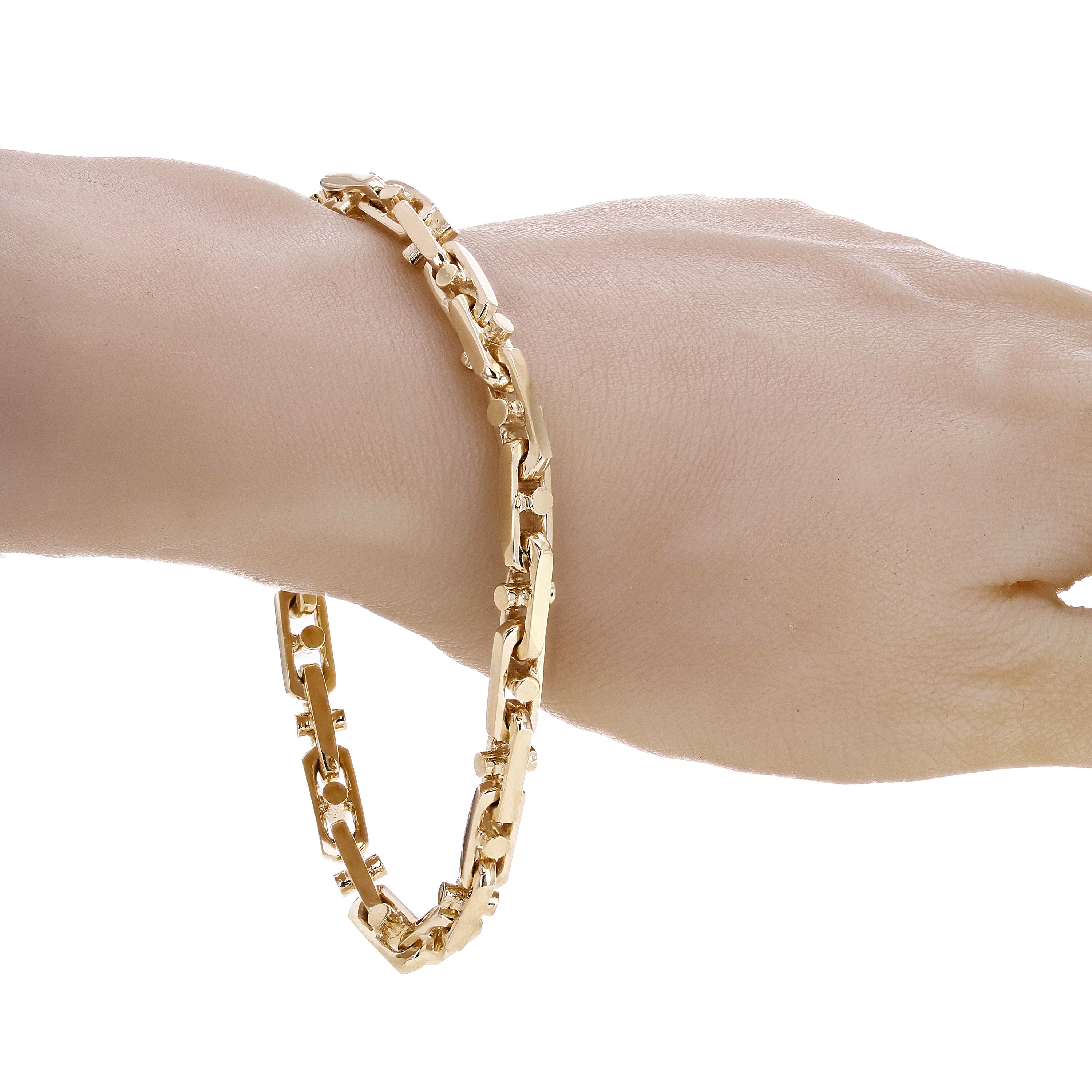 10k Yellow Gold Solid Handmade Fashion Link Bracelet 7" 6.3mm 31.5 grams - 7"