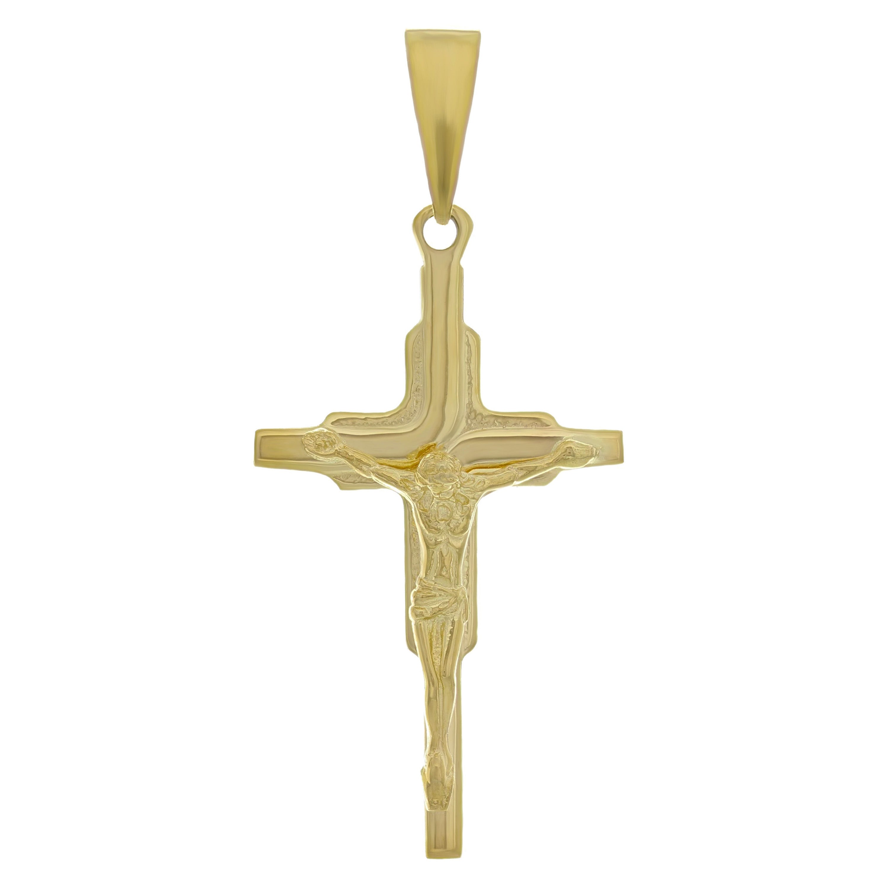 14k Yellow Gold Jesus Christ Crucifix Cross Religious Charm Pendant 2.6 grams - Yellow