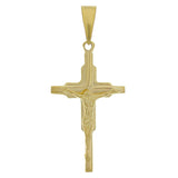 14k Yellow Gold Jesus Christ Crucifix Cross Religious Charm Pendant 2.6 grams - Yellow