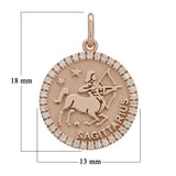 14k Rose Gold  Diamond Zodiac Sign Sagittarius Pendant - Sagittarius,Rose