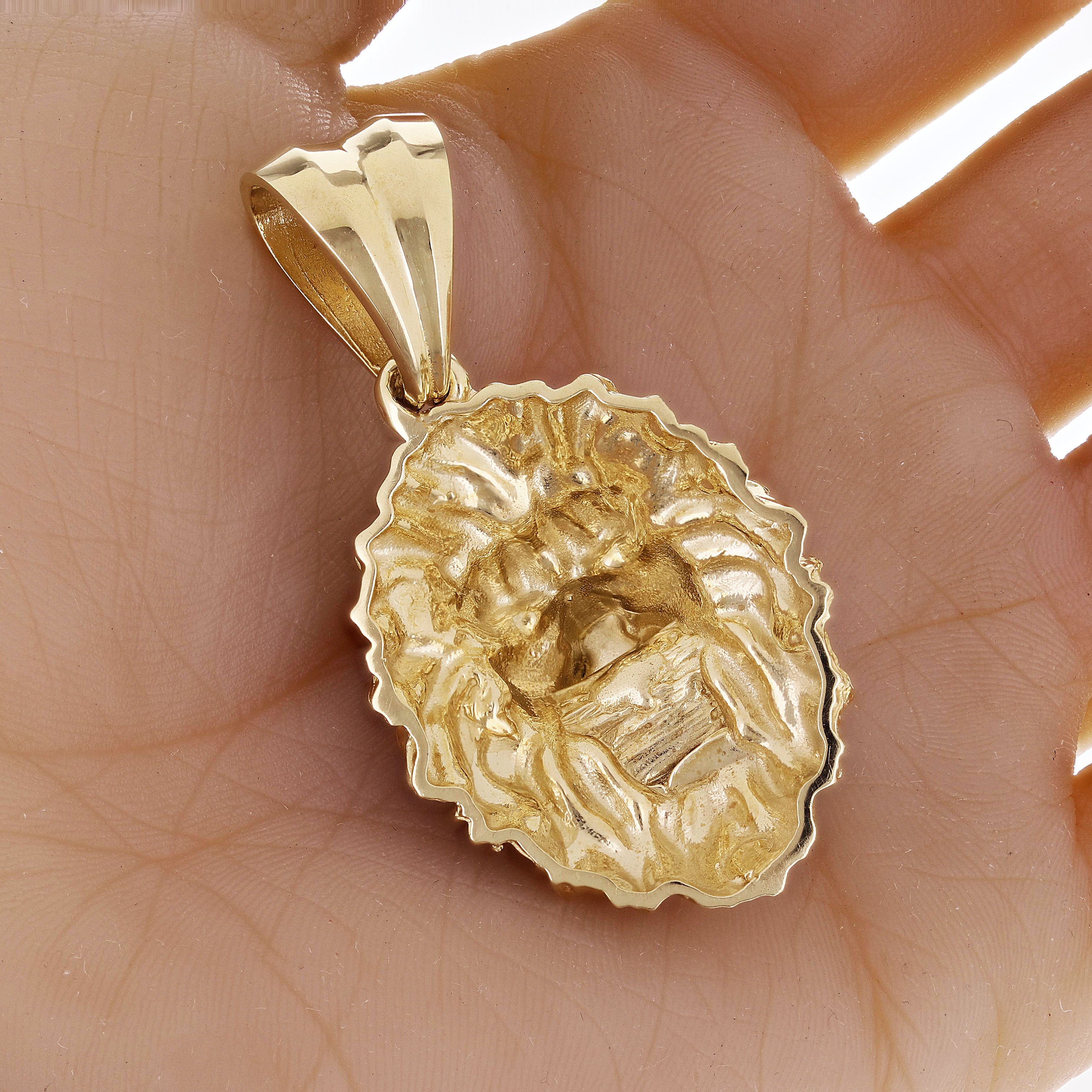 14k Yellow Gold 3D Lion Head Charm Pendant 2.2" 24.9 grams
