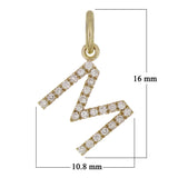 14k Yellow Gold Diamond Initial Letter M Charm Pendant - Letter M,Yellow
