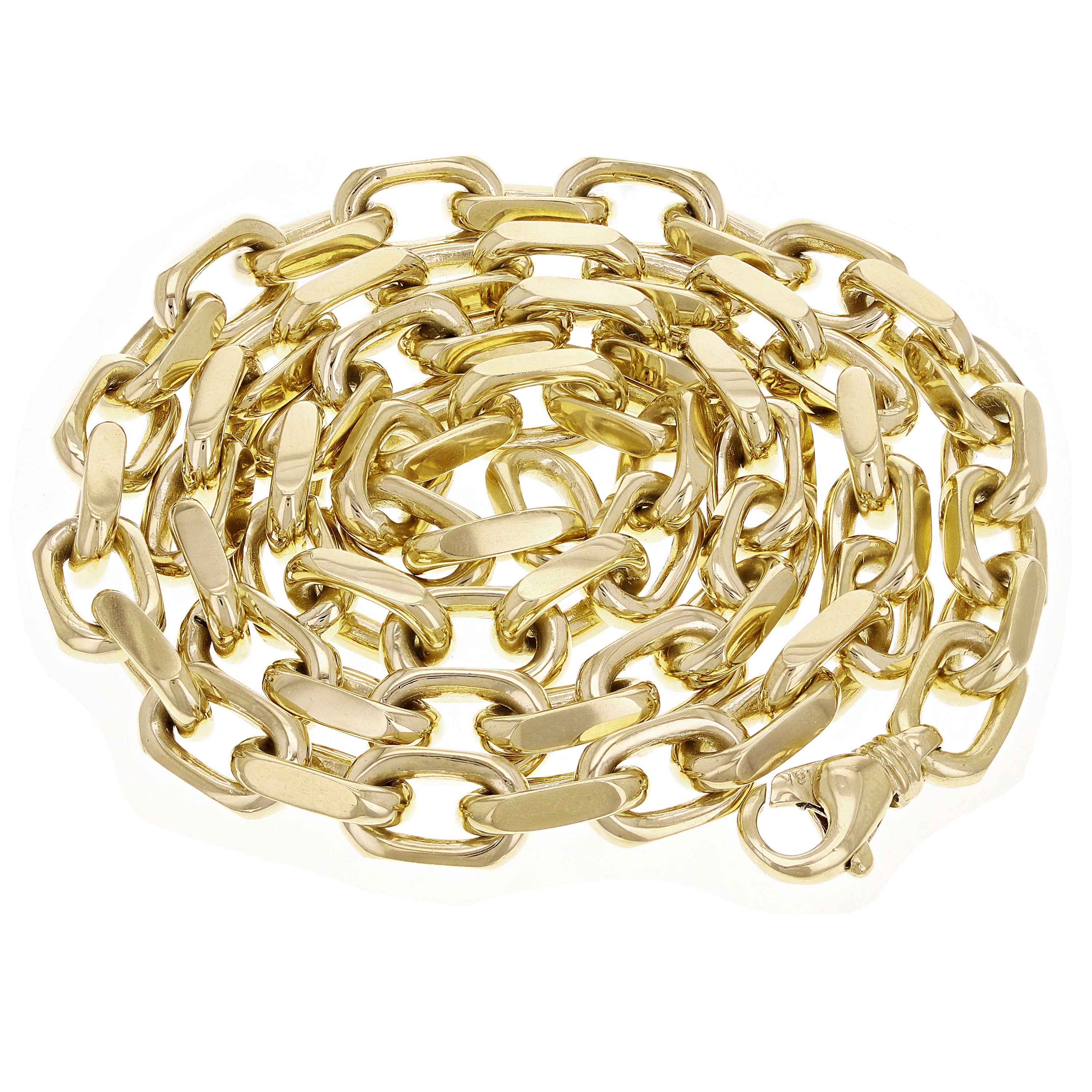 14k Yellow Gold Solid Handmade Link Chain Necklace 20" 8.5mm 122.1 grams - 20"