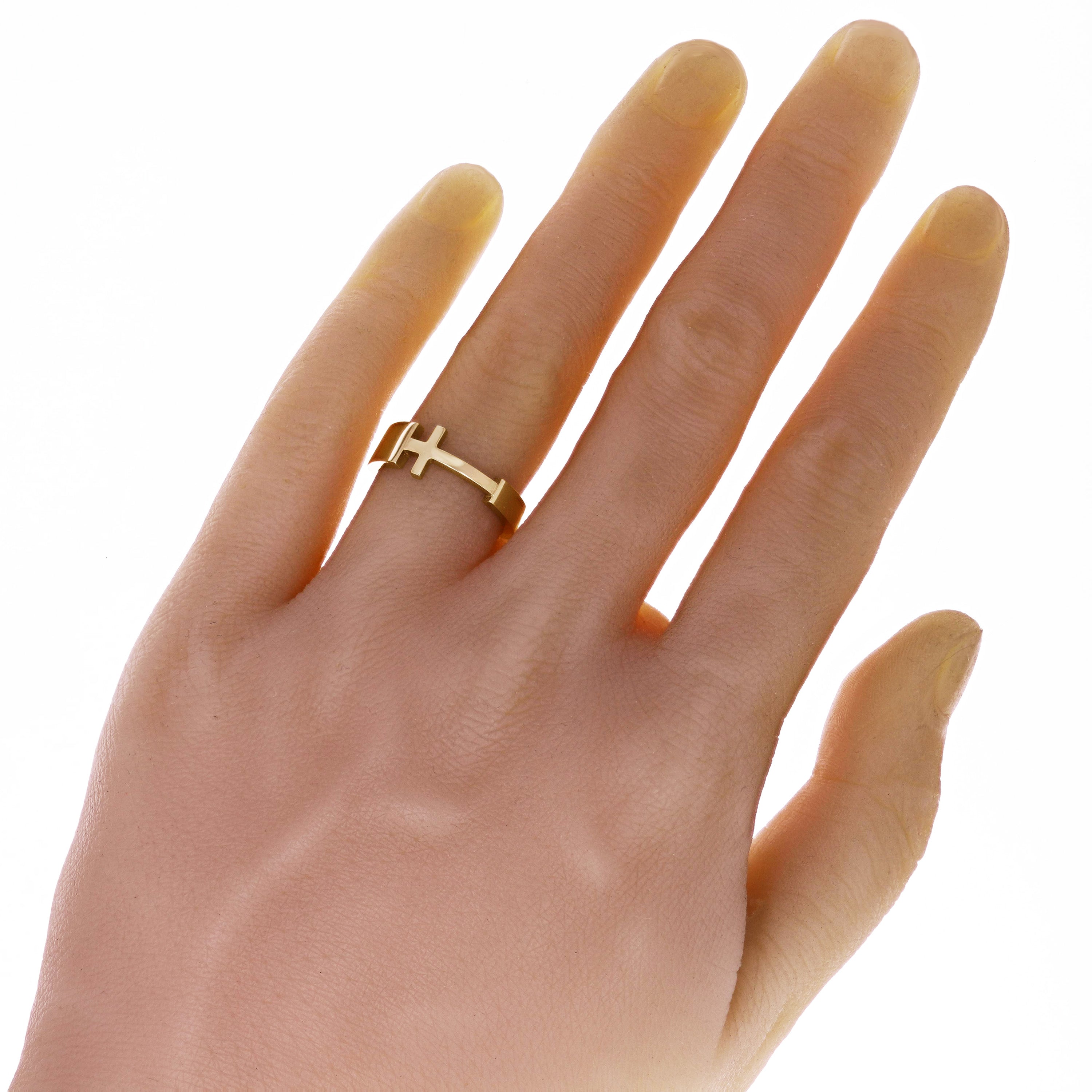 14k Yellow Gold Solid Sideways Cross Ring Band Size 8 - 7.7mm 5.8 grams