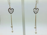 14k Tri Color Gold Heart Water Pearl Necklace and Earrings Jewelry Set