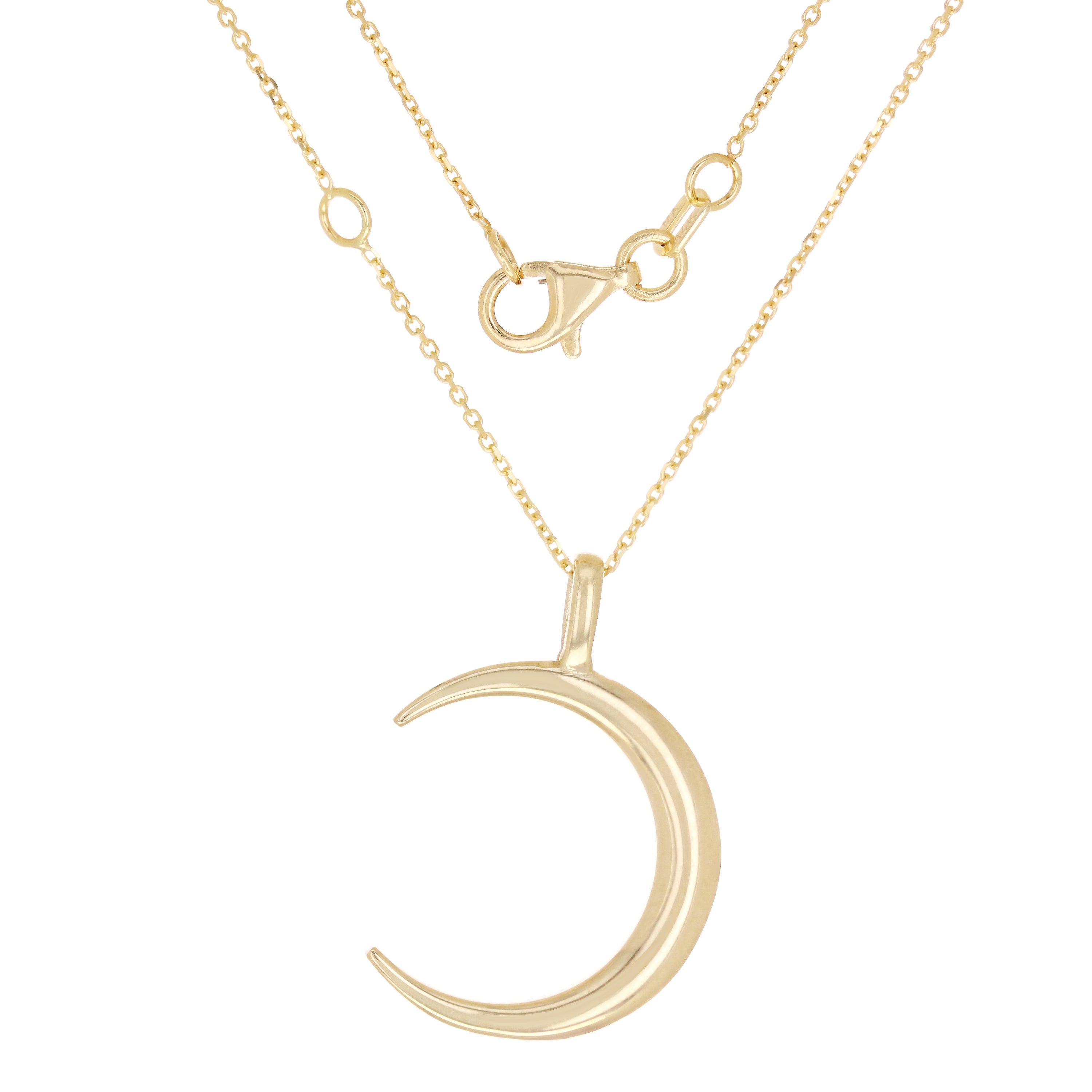 14k White Gold Crescent Moon Necklace 18" 3.3 grams - Yellow