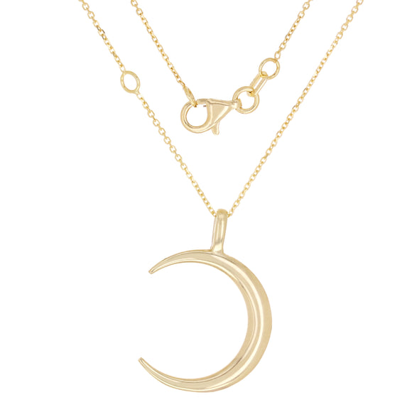 14k White Gold Crescent Moon Necklace 18