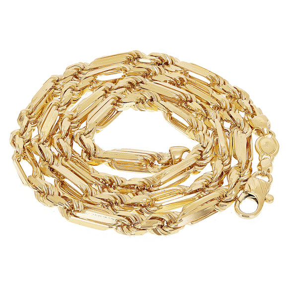 Italian 14k Yellow Gold Solid Milano Figaro Rope Chain Necklace 20