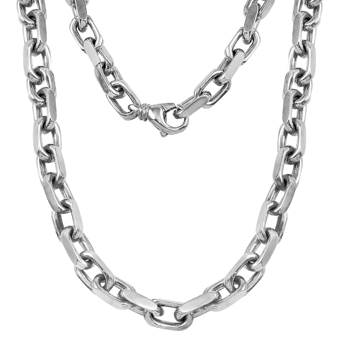 14k White Gold Handmade Fashion Link Necklace 30" 7.94mm - White,30"