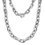 14k White Gold Handmade Fashion Link Necklace 30" 7.94mm - White,30"