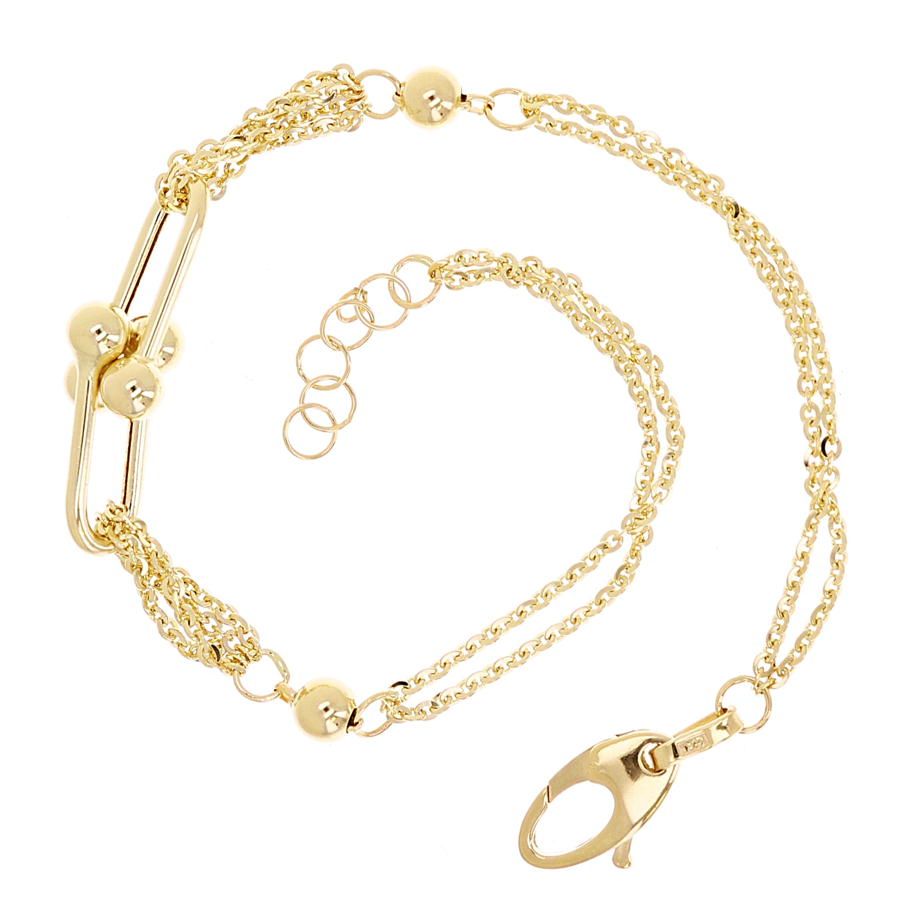 Italian 14k Yellow Gold Semi-Solid U-Link Chain Bracelet 7.5" 8mm 4.1 grams