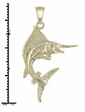 14k Yellow Gold Solid Marlin Fish Charm Pendant 1.8 grams